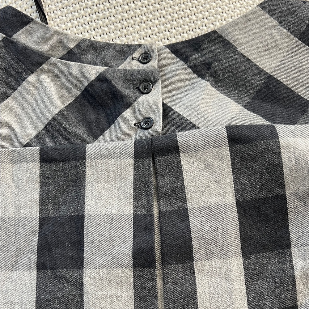 Rogan for Target Plaid Midi Dress Black Gray Buffalo Check Elbow Sleeve Medium - Picture 7 of 15